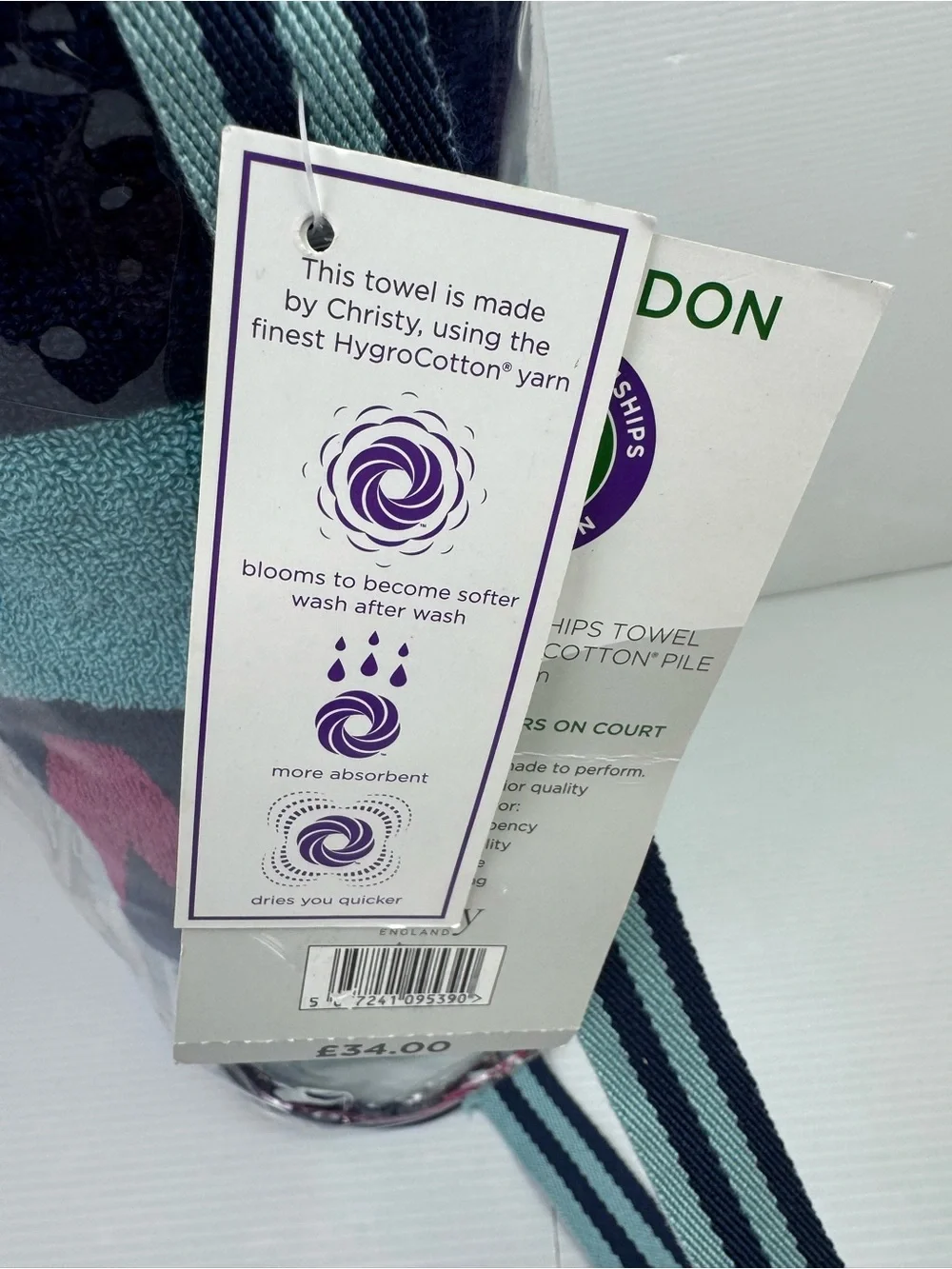 NWT Official Wimbledon The Championship 2019 Ladies Towel  Full Sz Christy